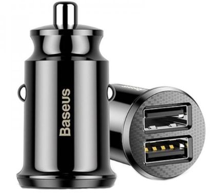 Зарядка 12V Baseus 3.1A 2USB Grain Car Charger Black