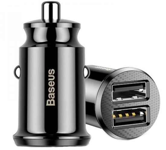 Зарядка 12V Baseus 3.1A 2USB Grain Car Charger Black