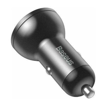 Зарядка 12V Baseus Digital Display 2xUSB 4.8A 24W QC 3.0 Silver