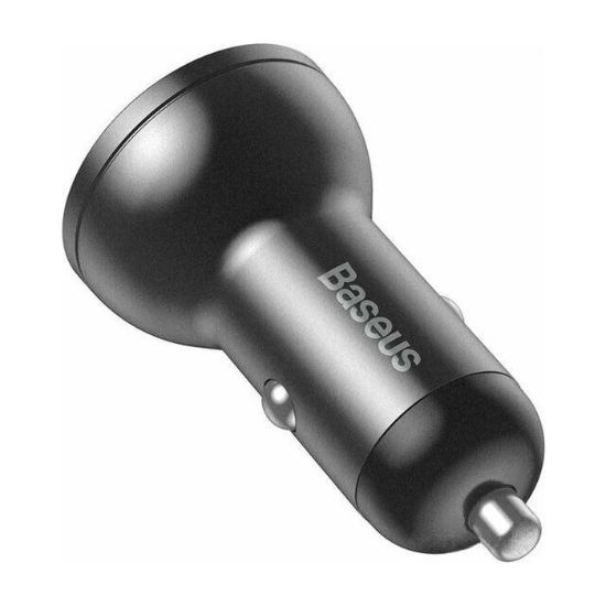 Зарядка 12V Baseus Digital Display 2xUSB 4.8A 24W QC 3.0 Silver