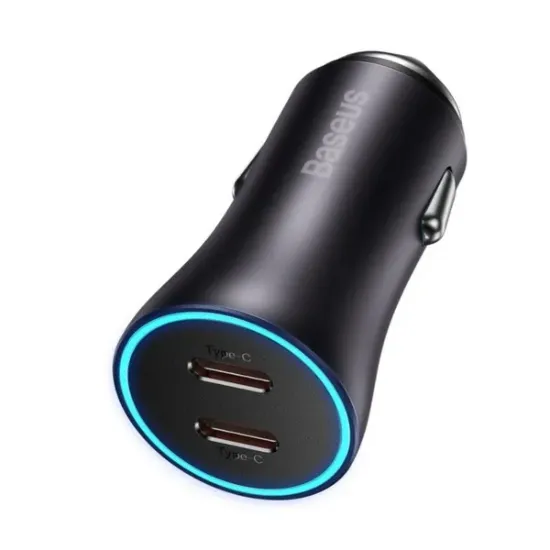 Зарядка 12V Baseus Golden Contactor Pro 40W USB+Type-C Dark Gray