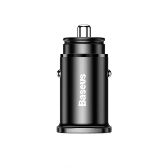 Зарядка 12V Baseus Sguare Metal PD 3.0 QC 4.0 + 30W USB + Type-C Black