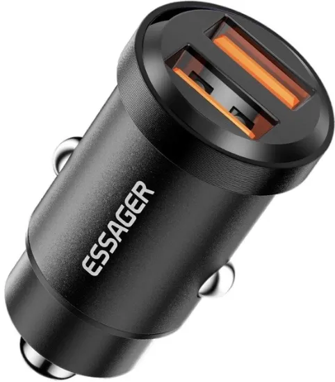 Зарядка 12V Essager ES-CC07 30W 2xUSB Black