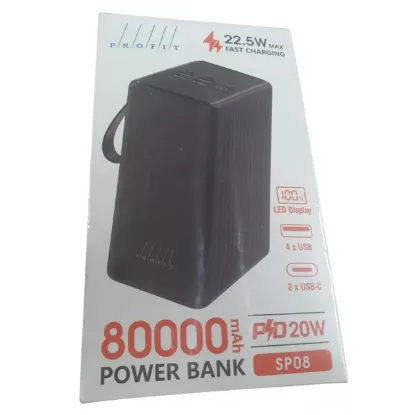 Зовнішні батареї Profit 80000mAh 22.5W + PD20W LED SP08 Black