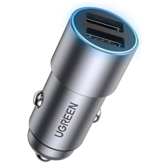 Зарядка 12V Ugreen CD130 Dual USB Car Charger 24W 2.4A Gray (50592)