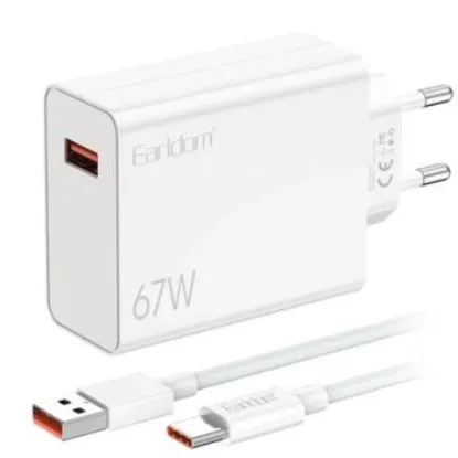 Зарядка 220V Earldom EU47 67W/USB + Type-C Cable White