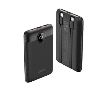 Зовнішні батареї Veger 10000mAh C11 22,5W Built-in Cables PD QC3.0 Black (гарантія 6 міс.)