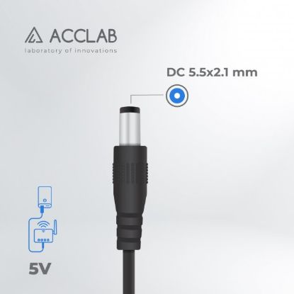 Кабелі Acclab USB SV to DC 5V 1.5A 5.5x2.1 мм чорний