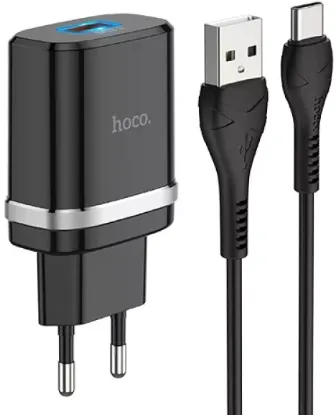 Зарядка 220V HOCO C72Q 18W 1USB QC3.0 + Type-C Cable Black