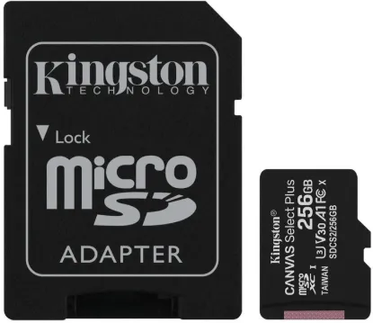 Карта памяті Kingston microSDXC 256Gb Canvas Select Plus C10 UHS-I U3 A1 R100mB/s + adapter