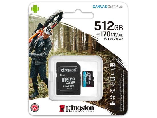 Карта памяті Kingston microSDXC 512Gb Canvas Go! Plus C10 UHS-I U3 V30 A2 R170 mB/s + ad