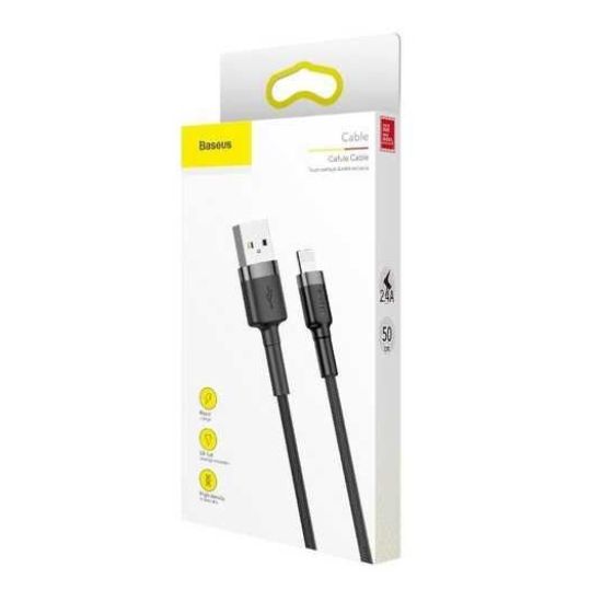 Кабелі Baseus Lightning 2.4A 0.5m Cafule CALKLF-AG1 Black Gray