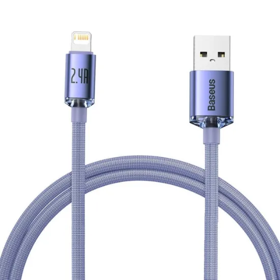 Кабелі Baseus Lightning 2.4A 1.2m Crystal Shine CAJY000005 Purple