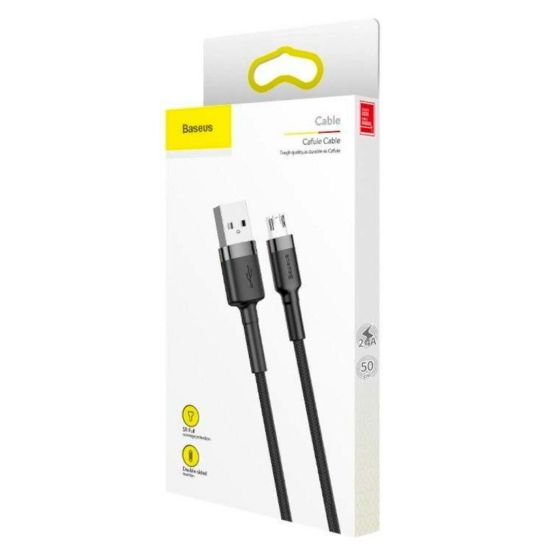 Кабелі Baseus microUSB 2.4A 0.5m Cafule CAMKLF-AG1 Black Grey
