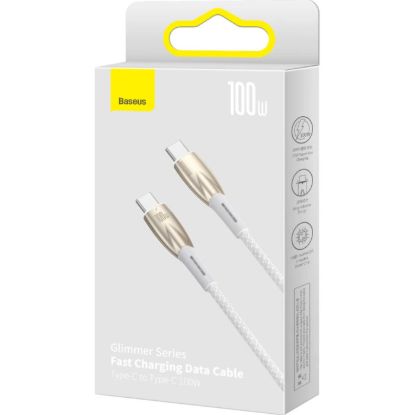 Кабелі Baseus Type-C to Type-C 100W 2.0m Glimmer CADH000802 White