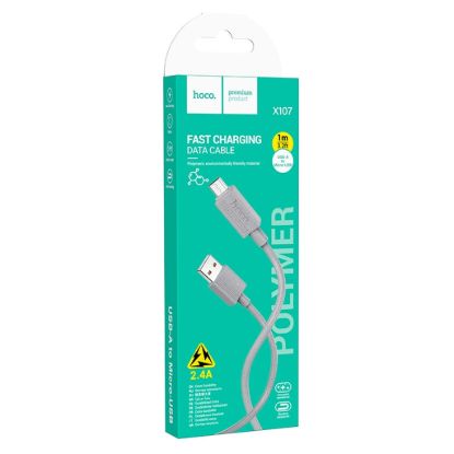 Кабелі HOCO X107 microUSB 2.4A 1.0m Gray
