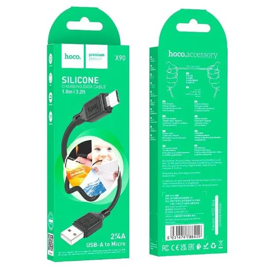 Кабелі HOCO X90 microUSB 2.4A 1.0m Black
