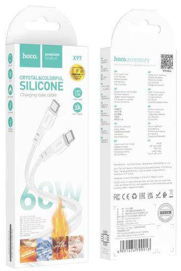 Кабелі HOCO X97 Type-C to Type-C PD60W 3.0A 1.0m White