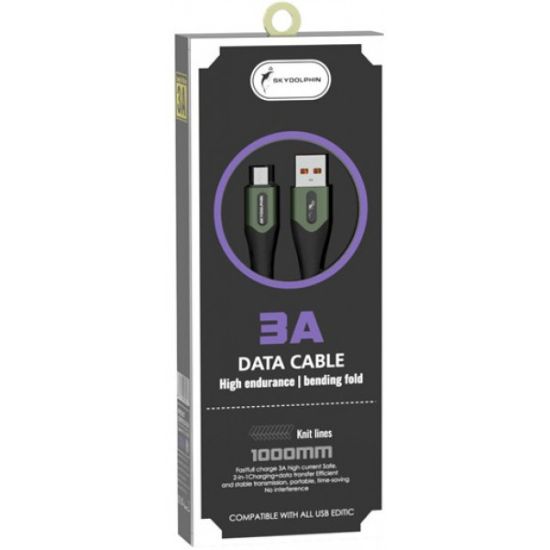 Кабелі SkyDolphin microUSB 3.0A 1.0m S01V Темно Зелений