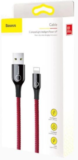 Кабелі Baseus Lightning 2.4A 1.0m C-shaped CALCD-09 Red