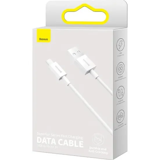 Кабелі Baseus microUSB 2.0A 2.0m Superior CAMYS-A02 White
