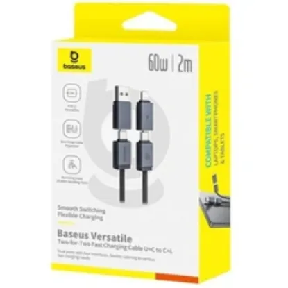 Кабелі Baseus Two-for-Two U+C to C+L 60W 2.0m Versatile P10383000121-02 Black