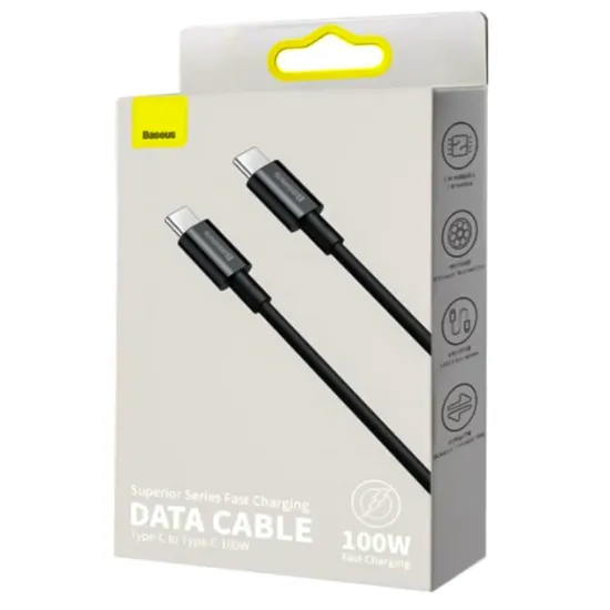 Кабелі Baseus Type-C to Type-C 100W 2.0m Superior CATYS-C01 Black