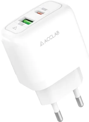 Зарядка 220V ACCLAB AL-TC252 USB-C PD+USB-A QC3.0 25W White