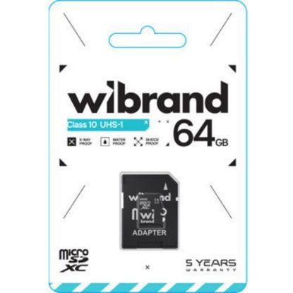 Карта памяті Wibrand microSDHC 64Gb C10 UHS-1 + adapter