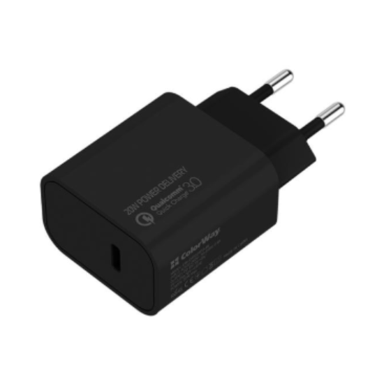 Зарядка 220V ColorWay CW-CHS026PD-BK 20W/Type-C/PD/QC3.0 Black