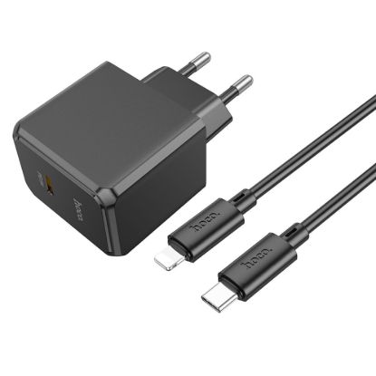 Зарядка 220V HOCO CS13A 20W/1xType-C + Type-C to Lightning Cable Black
