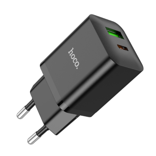 Зарядка 220V HOCO N28 Founder 20W (Type-C+USB) Black