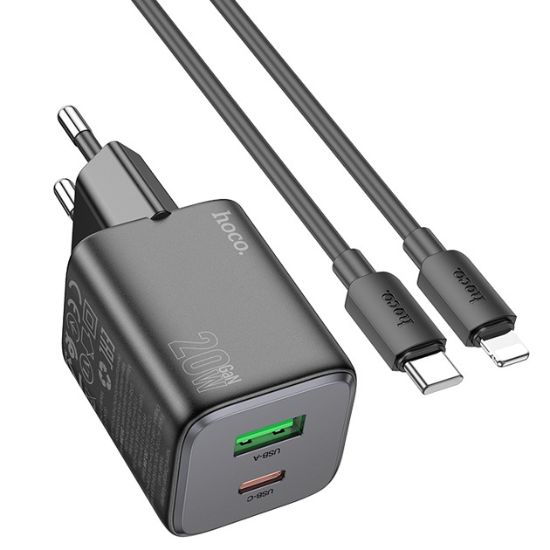 Зарядка 220V HOCO N41 PD20W/QC3.0/1xUSB/1xType-C Black