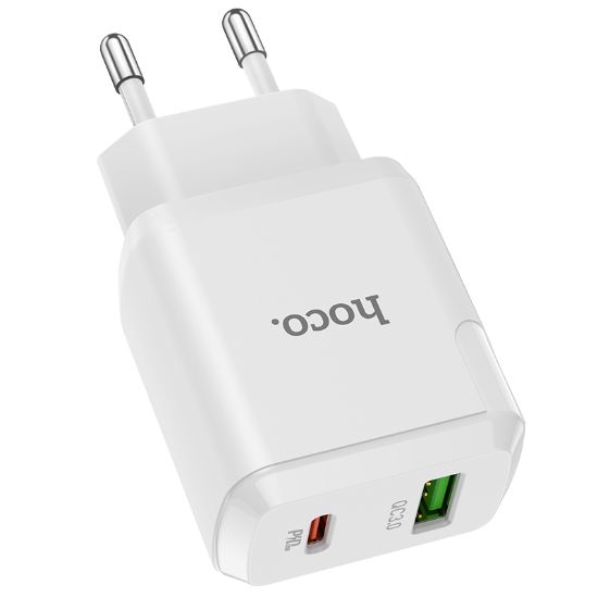 Зарядка 220V HOCO N5 Favor 20W PD+QC3.0 + USB Type-C to USB Type-C White