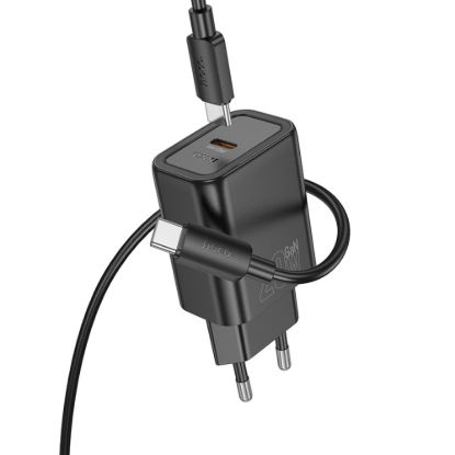 Зарядка 220V HOCO N60 PD20W/1xType-C + Type-C to Type-C Cable Black