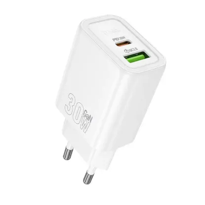 Зарядка 220V HOCO N63 PD30W/QC3.0/1xType-C/1xUSB + Type-C to Type-C Cable White