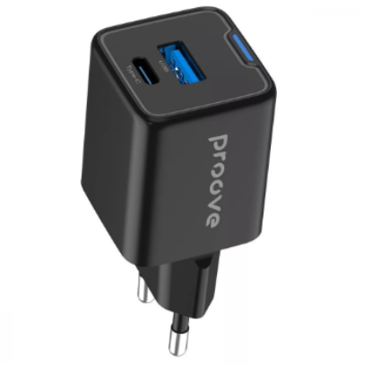 Зарядка 220V Proove Pocket Gan Plus Type-C + USB 25W Black