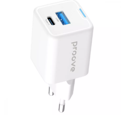 Зарядка 220V Proove Pocket Gan Plus Type-C + USB 25W White