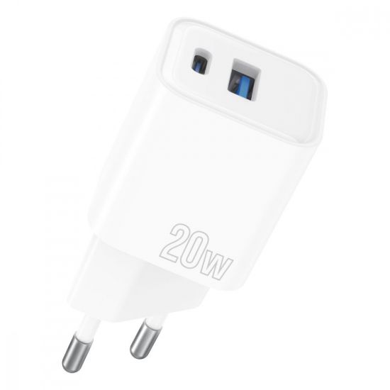 Зарядка 220V Proove Silicone Power Plus Type-C + USB 20W White
