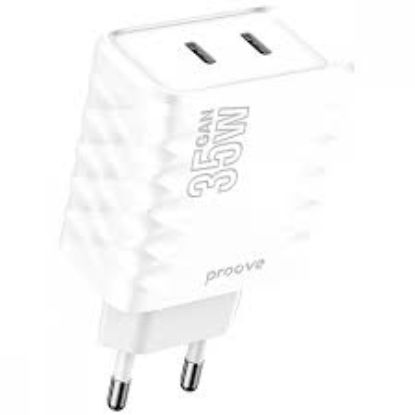 Зарядка 220V Proove Speed Surge Gan Type-C + Type-C 35W White