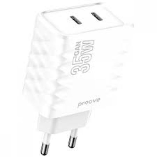 Зарядка 220V Proove Speed Surge Gan Type-C + Type-C 35W White