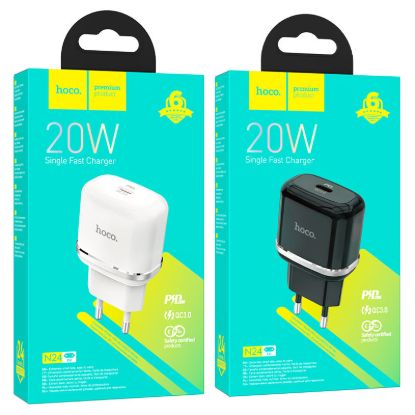 Зарядка 220V HOCO N24 PD20W/QC3.0/1xType-C White