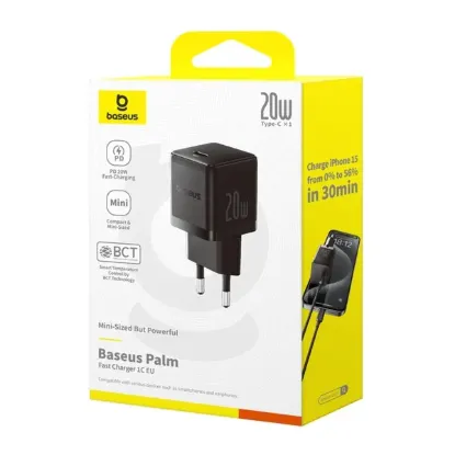  Зображення Зарядка 220V Baseus Palm Fast Charger 1C 20W EU Black 