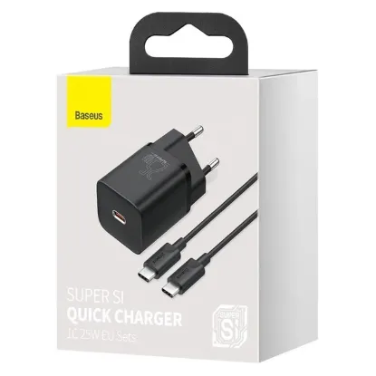  Зображення Зарядка 220V Baseus Super Si Quick Charger 1C 25W EU + Type-C - Type-C Cable White 