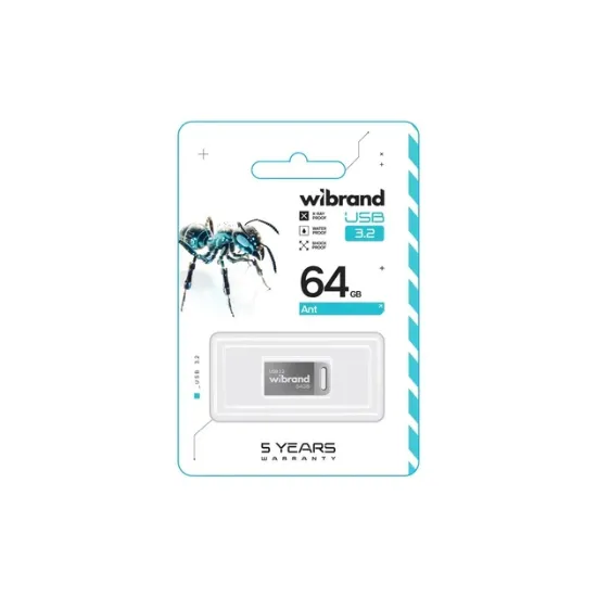 Зображення Карта памяті Wibrand 64Gb Gen 1 Ant Silver 