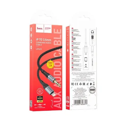 Кабелі HOCO UPA32A Lightning to 3.5mm Male 1.0m Black