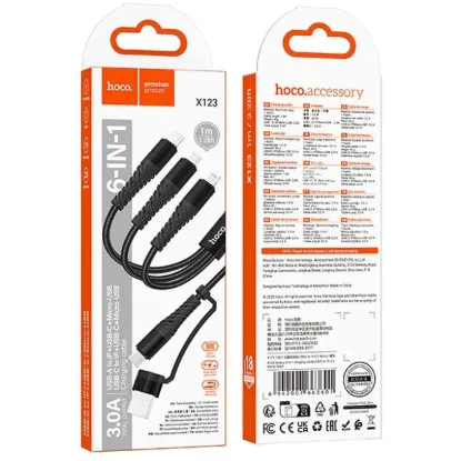 Кабелі HOCO X123 3-in-1 3.0A 1.0m Black