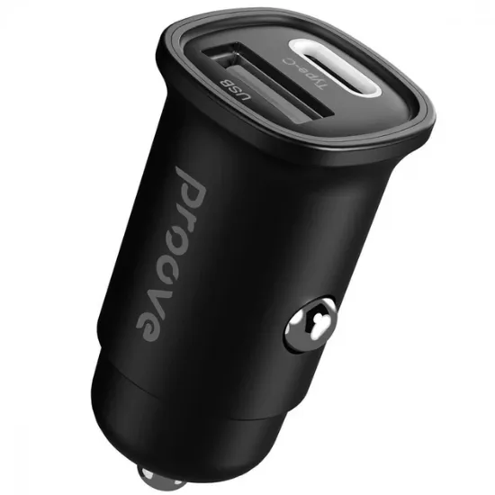 Зарядка 12V Proove Flash 30W Type-C + USB Black
