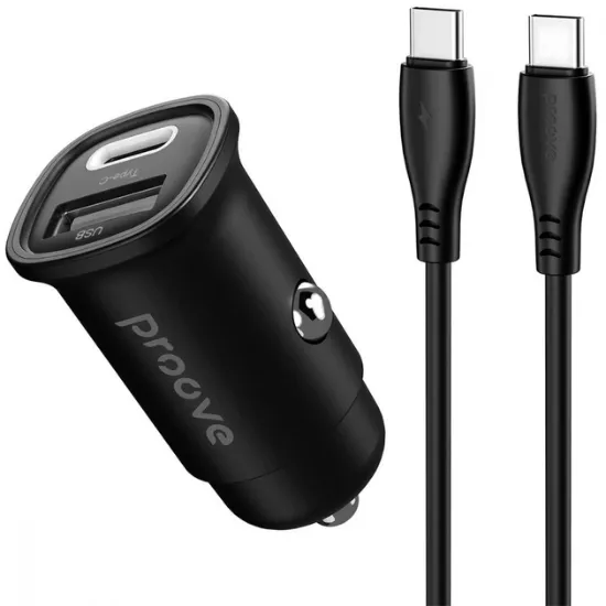 Зарядка 12V Proove Flash 30W Type-C to Type-C cable Black