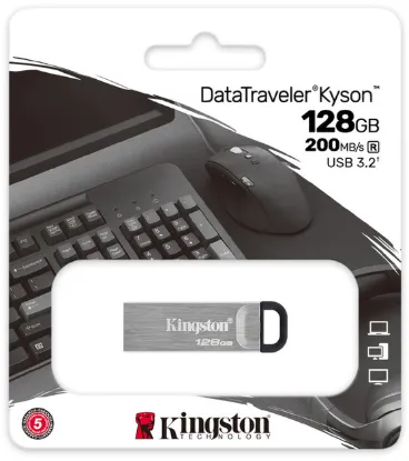 USB накопичувачі Kingston 128Gb DT Kyson USB3.2 R200mB/s Silver Black